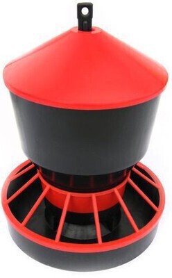 Akcesoria dla drobiu - Przesypowy karmnik dla drobiu 6kg (czarno-czerwony) (1)